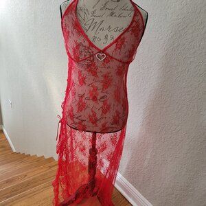 Long lace halter dress chemise lingerie